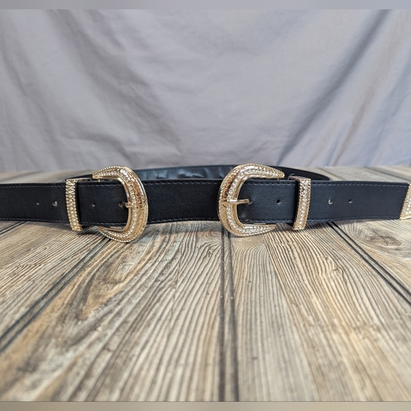 Double Buckle Belt With Great Hardware Lots Of Bling - Picture 1 of 11